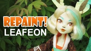 Repaint! Leafeon Pokemon Eeveelution custom OOAK Doll screenshot 5