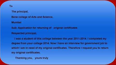 application for returning of original certificates from college // school