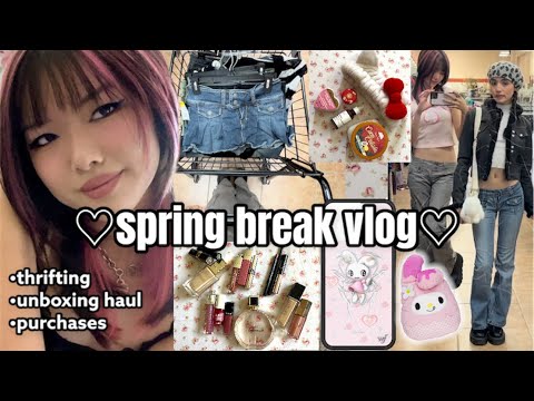 Spring Break Vlog (Thrifting, Unboxing Haul, Depop Packaging)💋