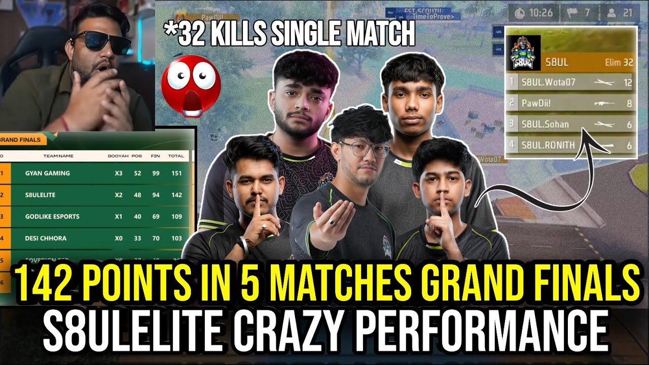 S8ulElite 142 points in 5 match grand final😱 || 32 kills in single match 💀 @pahadigamer_official 