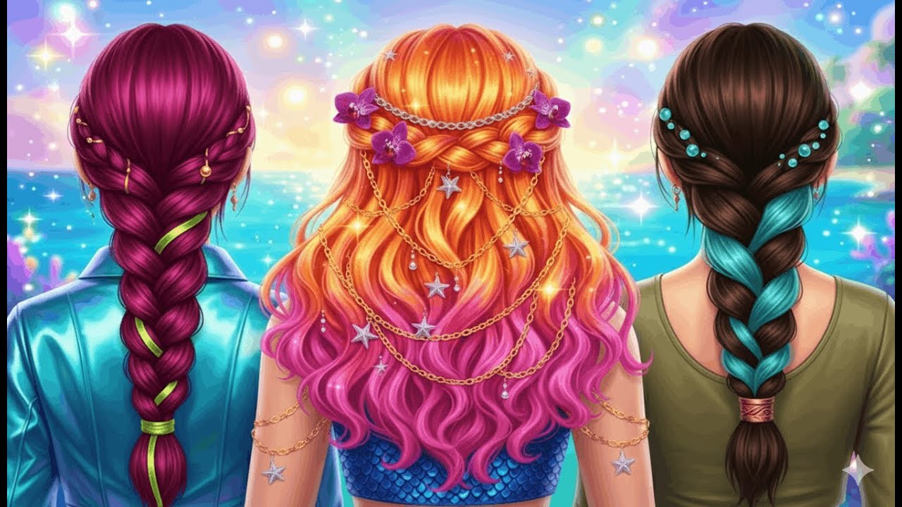 Черные волосы против розовых волос: Преображение русалки 💖🖤