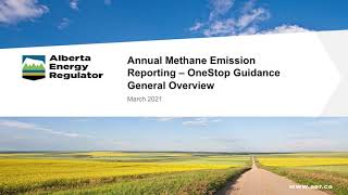 Methane Reporting (MMR) – General Overview