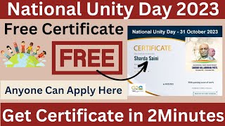 Free National Unity Day 2023 Certificate | National Unity Day | Free Certificate