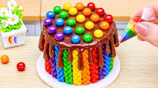 Amazing Mini Rainbow Cake Recipe With Chocolate 🌈 How to Make Rainbow Cake & Candy Topping screenshot 5