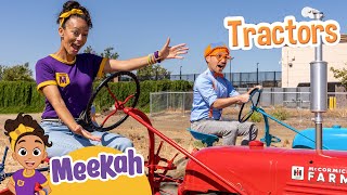 blippi meekahs tractor truck race educational videos for kids