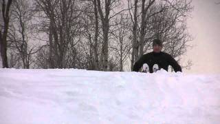 Luke Sledding Off Cornice, Weber Canyon