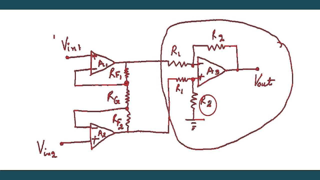 Gain Of The Three Op Amp Instrumentation Amplifier Youtube