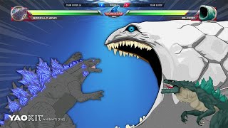 Bloop \& Zilla Jr vs Godzilla with Healthbars  | YaoKit Animations