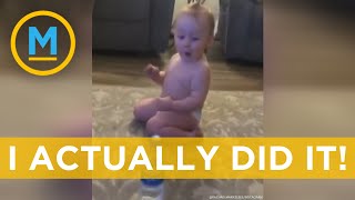 This baby's reaction to a successful bottle flip will make you smile | Your Morning