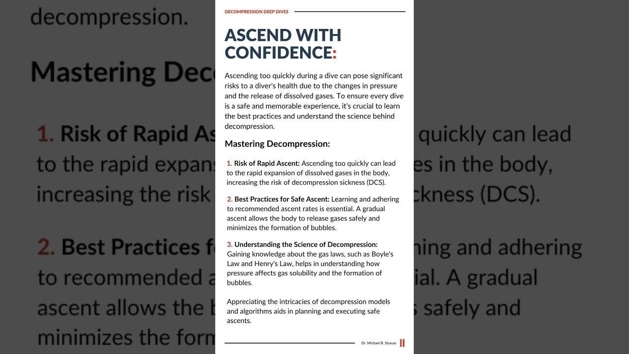Ascending too quickly can be risky. Master the art and science of decompression with Dr. Michael...