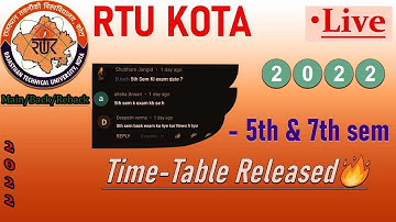 Live🛑 : RTU odd sem exam time table  2022  new Update🔥| RTU Time Table Released