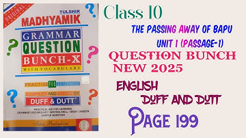 Duff & Dutt Class 10 |  Duff & Dutt Seen Pasage |Madhyamik page 199-201 | The passing away of Bapu