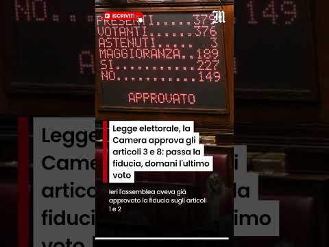 Video Legge elettorale, la Camera approva gli articoli 3 e 8: passa la fiducia, domani l'ultimo voto