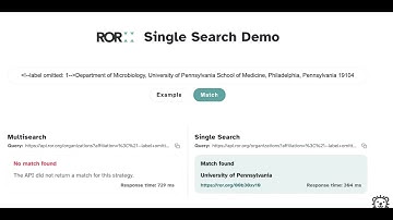 ROR single search affiliation matching strategy demo Nov 2025