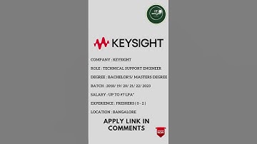 Keysight Off Campus 2023 | Technical Support Engineer #keysight | latest job updates| freshers| jobs