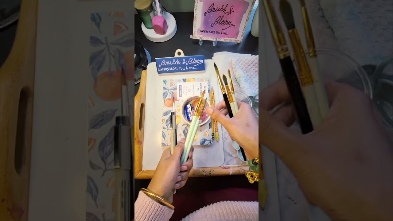 Brush & Bloom: Beginner friendly affordable Watercolor Art materials arrangement 