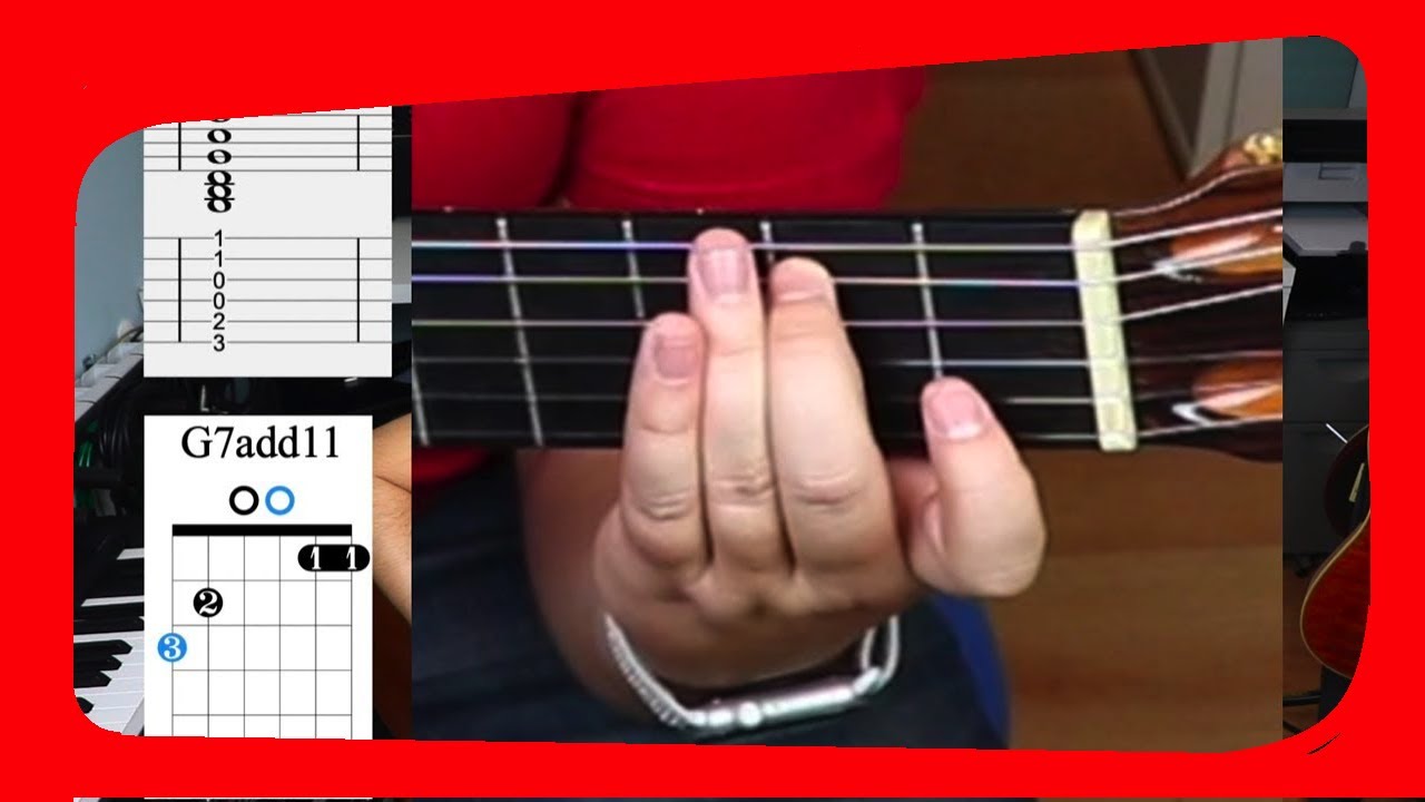 Sol Septima Acordes para guitarra Sol séptima con 11 añadida 🎸 G7add11 🎸 SOL7add11 ...