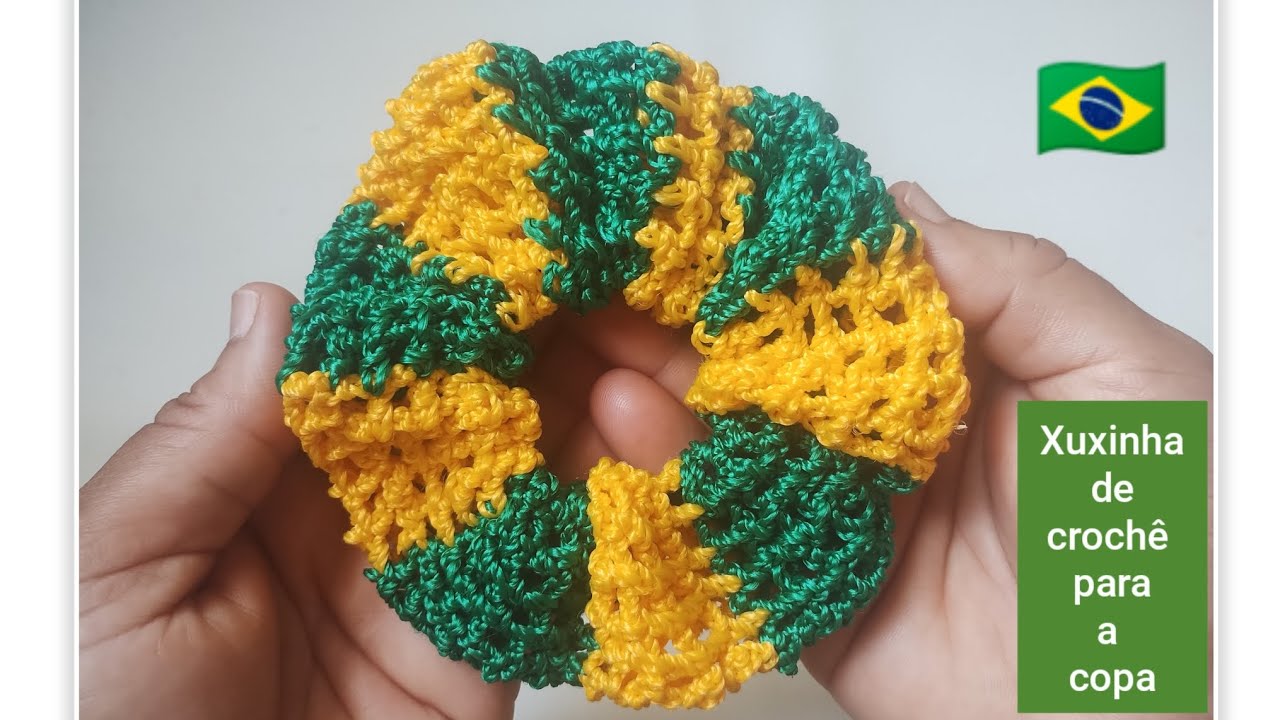 Como fazer Xuxinha de crochê para a Copa / crochet scrunchie 