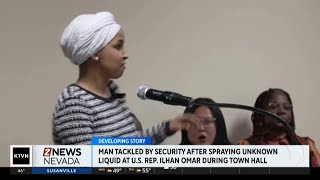 Man arrested after spraying unknown substance on Rep. Ilhan Omar at Minneapolis town hall