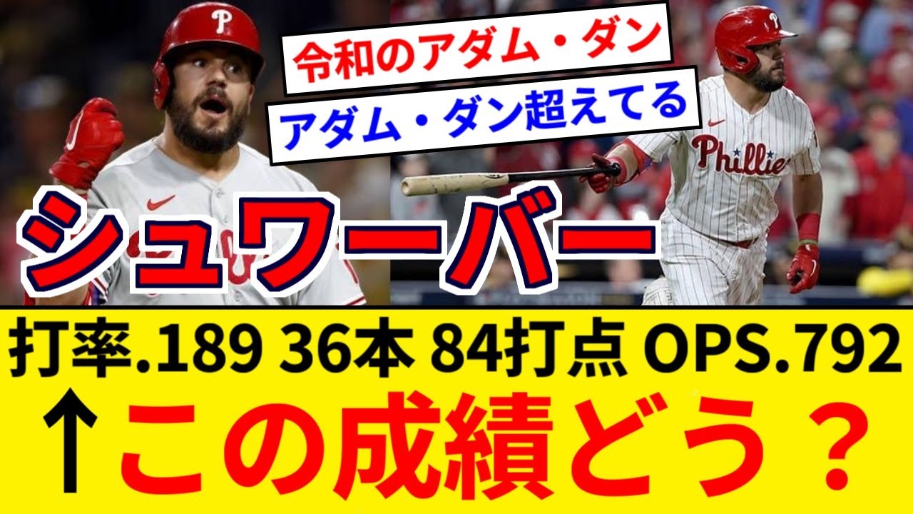 フィリーズ カイル・シュワーバーさんの成績限界突破wwwwwwもやはアダム・ダンを超えるアダムダンだと話題に【5chまとめ】【なんJまとめ