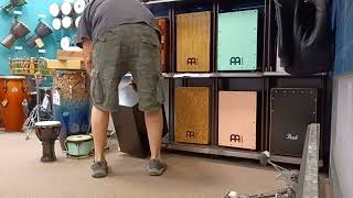 Ten cajon (box drum) test drive at Guitar Center