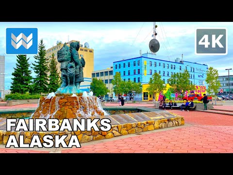 [4K] Downtown Fairbanks in Alaska USA - Virtual Walking Tour & Travel Guide 🎧 Binaural ASMR