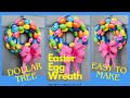 Dollar tree sequin easter egg wreath diy wreath making spring decor