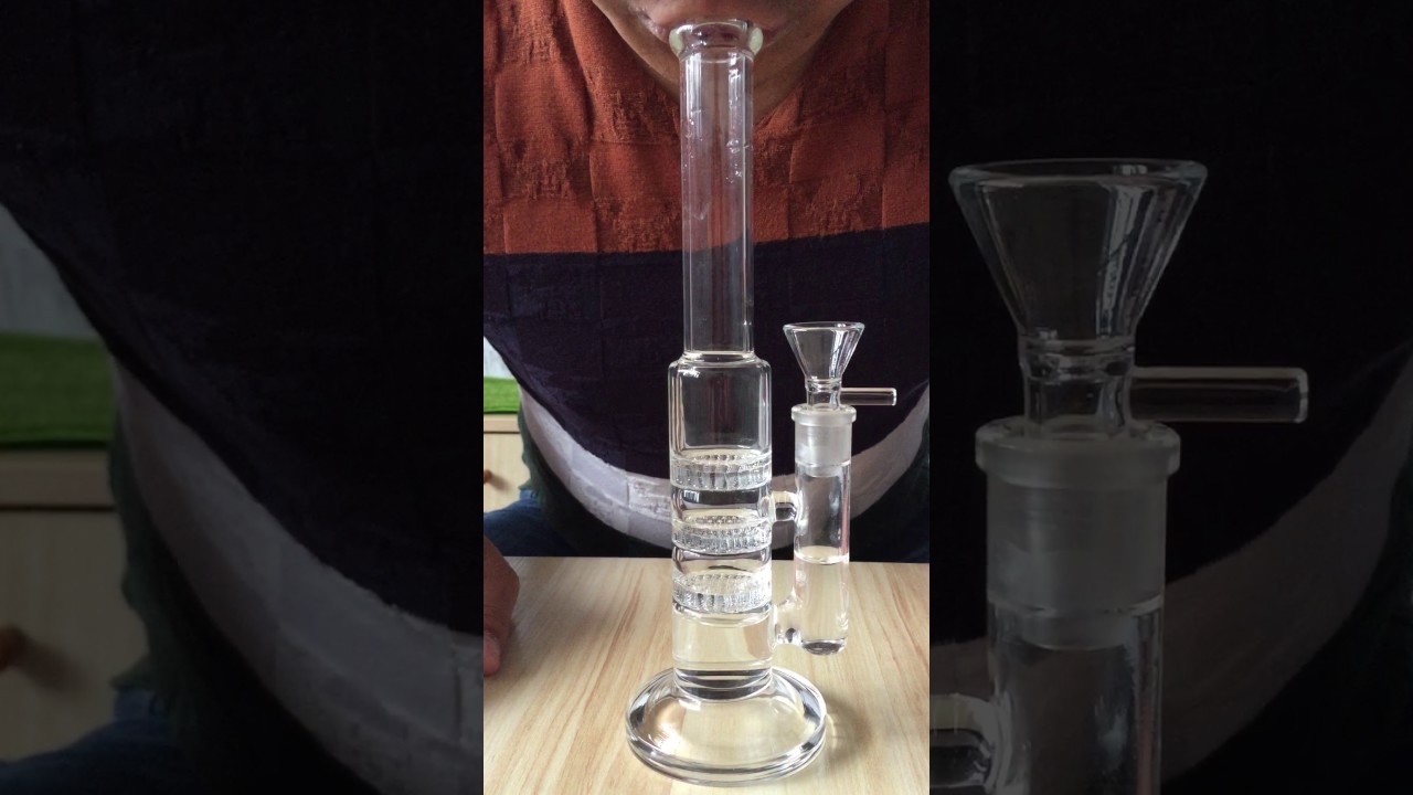 Glass Bong Handy Glass Water Pipes 3 Layer Honeycomb Percolator Bubbler Recycler Bongs 10"Inches