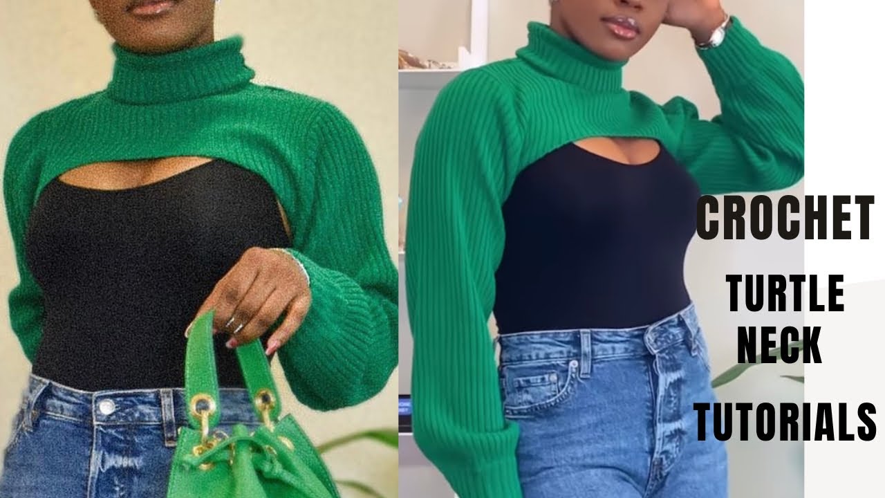 How to crochet turtle neck crop sweater for all sizes|| myzayi yunus