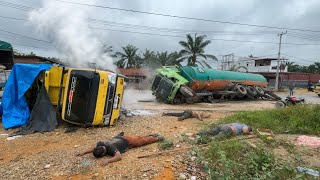 DRAMATIS!! EVAKUASI Menegangkan Penuh Drama Truk Nyaris Terbakar 3 Orang Terpental Insiden Hari ini
