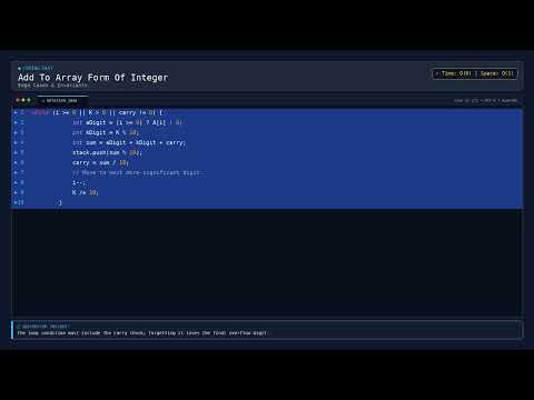 [Coding] Add To Array Form Of Integer — Java DSA Prep
