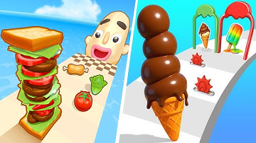 Sandwich Runner 🆚 Stacky Ice Cream Runner🌻🧿🌺🌈Max Levels Walkthrough Android IOS Update Gameplay 7024