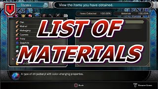 Bloodstained Ritual of the Night - List of all Materials (100%)