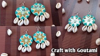 Mirror earrings// Shell earrings// Thread jewellery// Trendy jewellery making// handmade jewelry