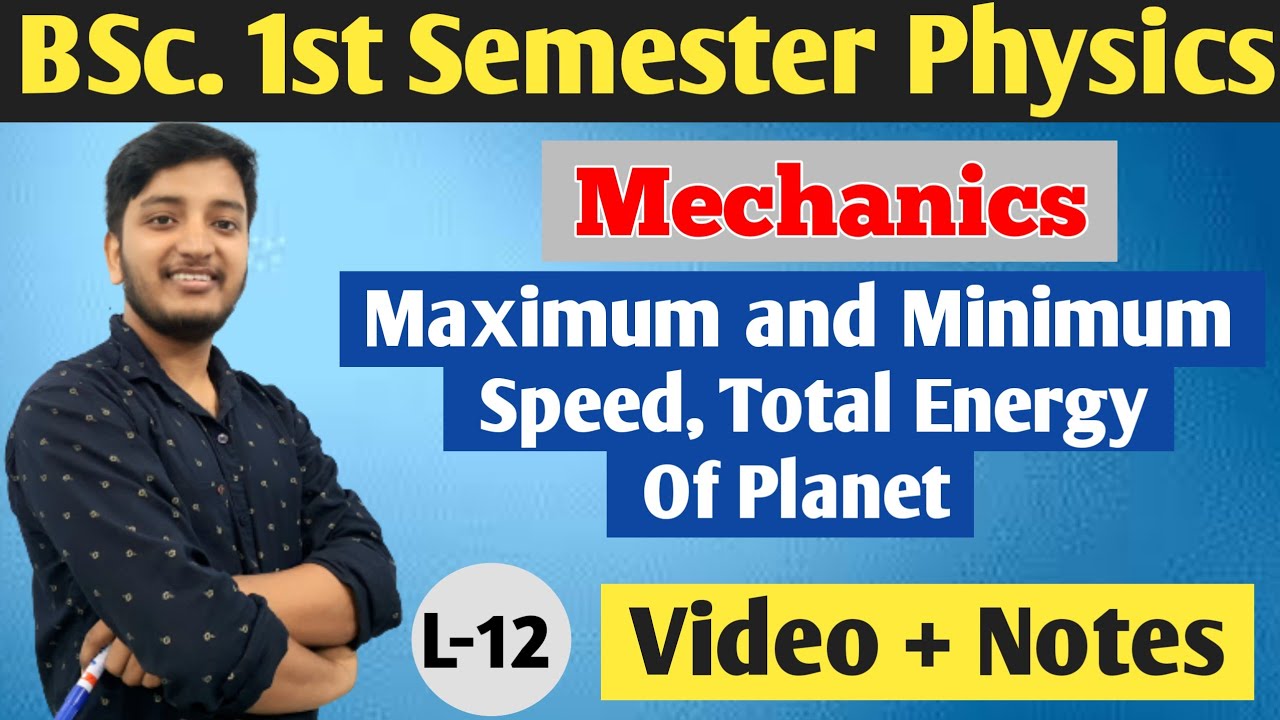 Maximum and minimum speed, Total Energy, Angular momentum, Velocity at ...