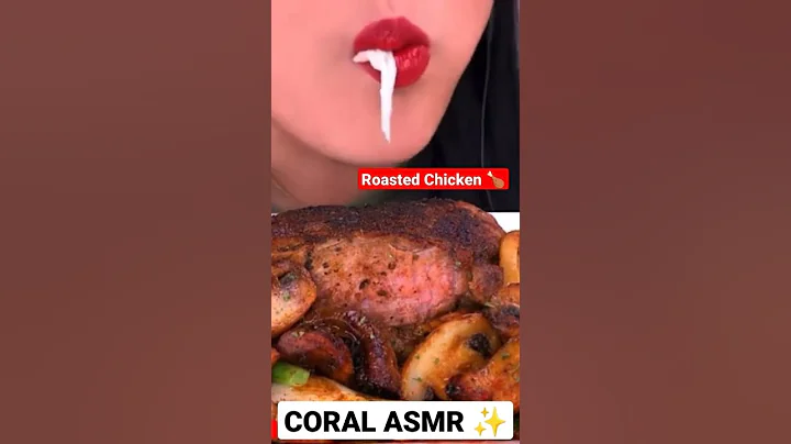 ASMR Eating Roasted Chicken with Cheese🧀🍗#asmr #coralasmr #shorts #mukbang #roastedchicken