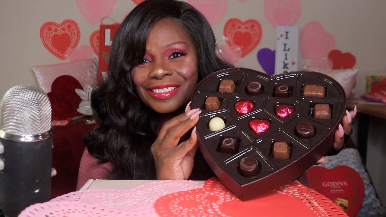 GODIVA VALENTINES DAY CHOCOLATES ASMR EATING SOUNDS