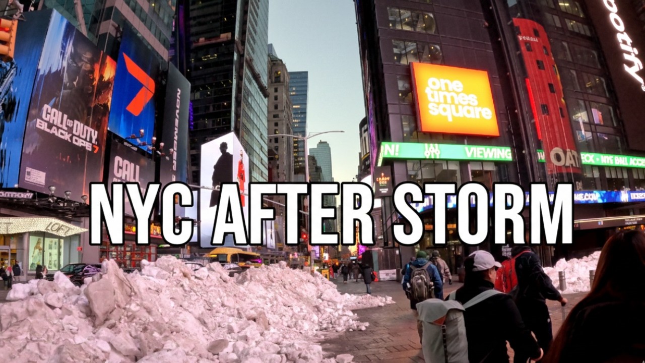 Times Square Snow After the Storm - YouTube