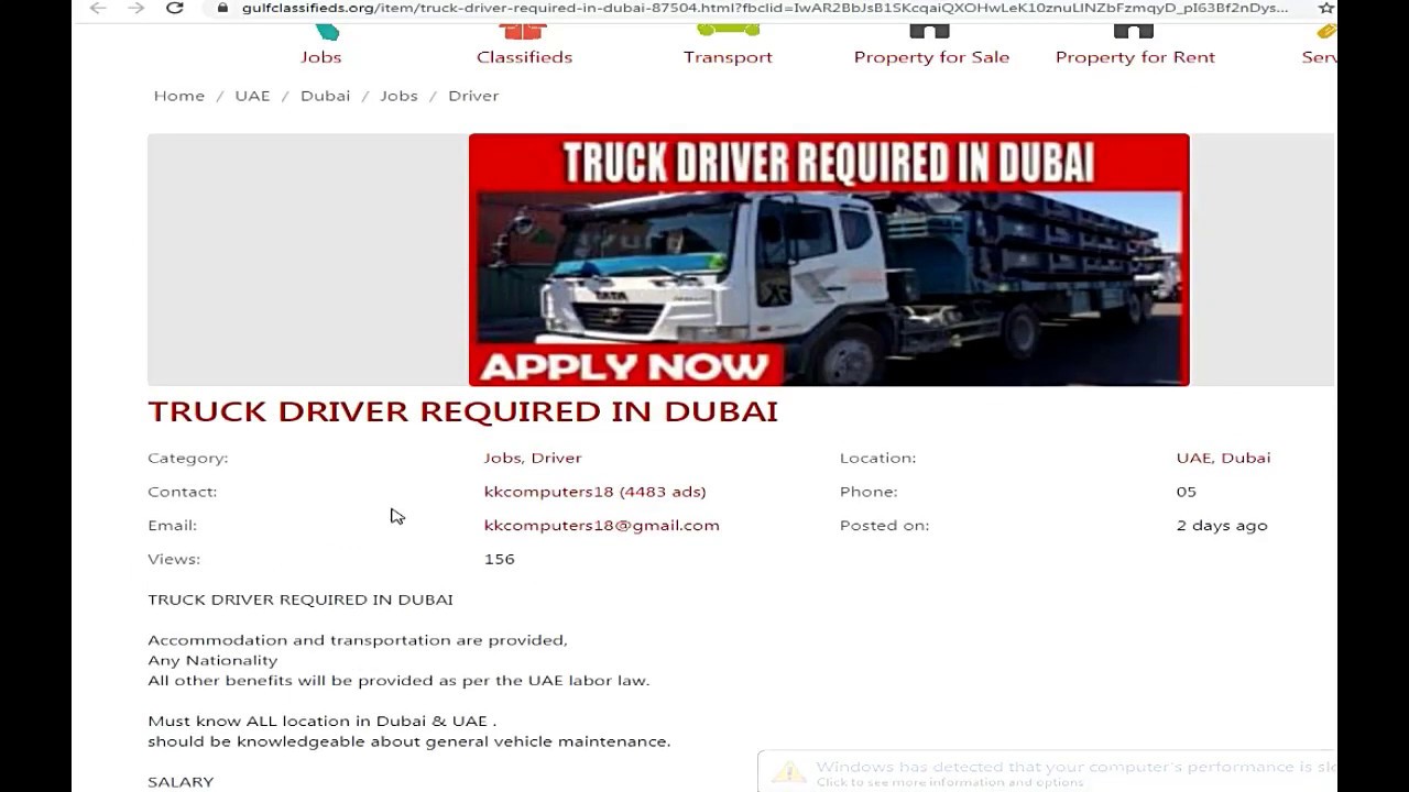 TRUCK DRIVER REQUIRED IN DUBAI YouTube