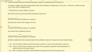 Confidence Interval Estimate of a Proportion (Excercise 7.1.13)
