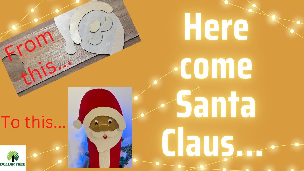 DIY SANTA CLAUS WALL DECOR USING DOLLAR TREE ITEMS SANTA FACE & WALL