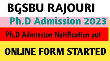 BGSBU || Ph.D Admission Notification  out 2023 || Baba Ghulam Shah badshah uni Admission started