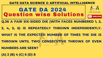 GATE DA 2024 QUESTION - WISE DETAILED SOLUTIONS | Data Science and Artificial Intelligence I Q. 36