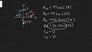 Three vectors are shown 3.38. Their magnitudes are given in arbitrary units. Determine the sum of th