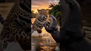 Jaguar vs Giant Otter 🦦 | The Amazon’s Ultimate Battle! #shorts