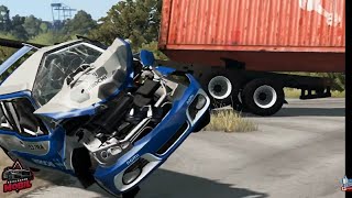 Kecelakaan Tabrakan Kecepatan Tinggi Mobil Balap Sport Vs Truck Mobil Rusak Terguling Hancur Parah