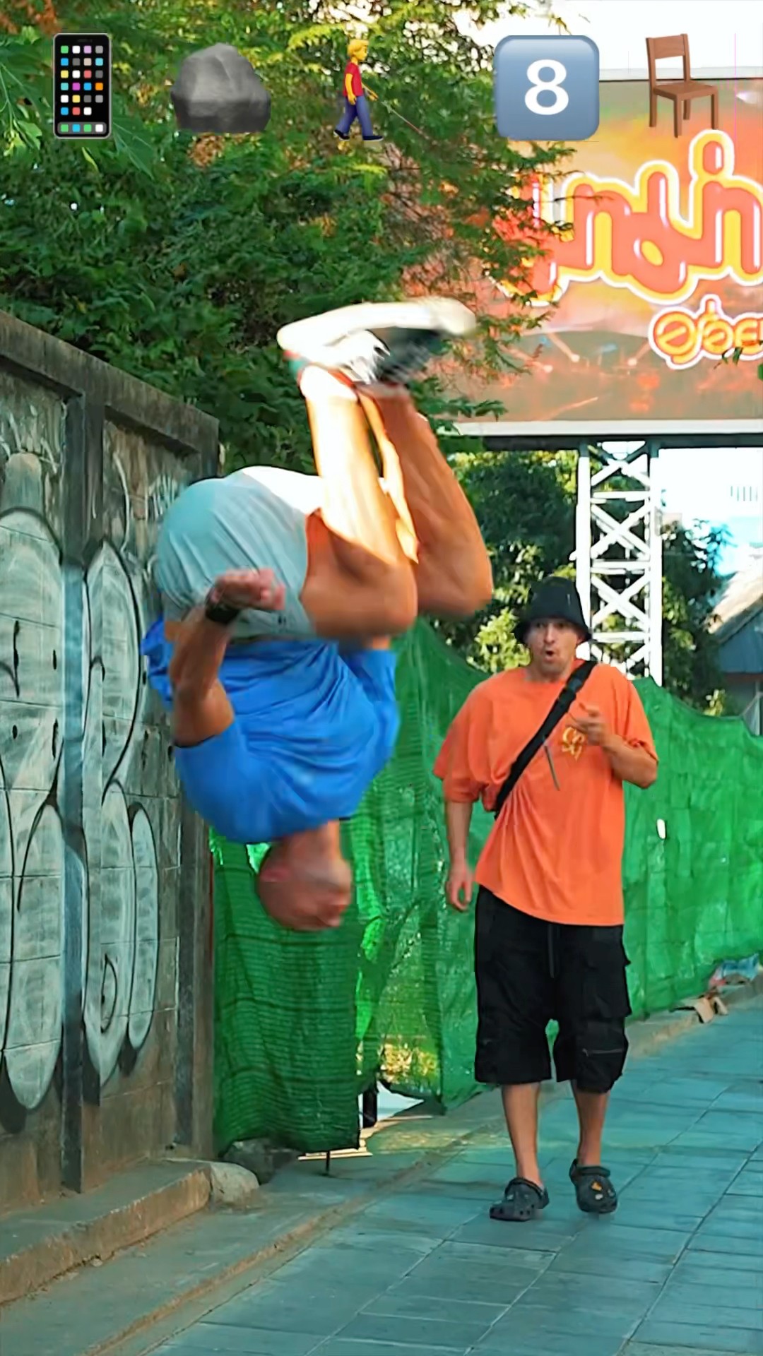 Stunts with Emojis pt.92??#kiryakolesnikov #prank #funny #comedy #stunt #parkour #flip