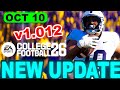College Football 26 Update 1.012 Patch Explained — EA Just Dropped a Secret Update!