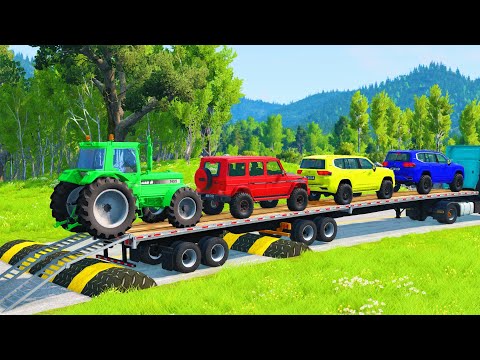 Flatbed Truck Mcqueen | Transportation with Truck - Pothole vs Car #04 - BeamNG.Drive