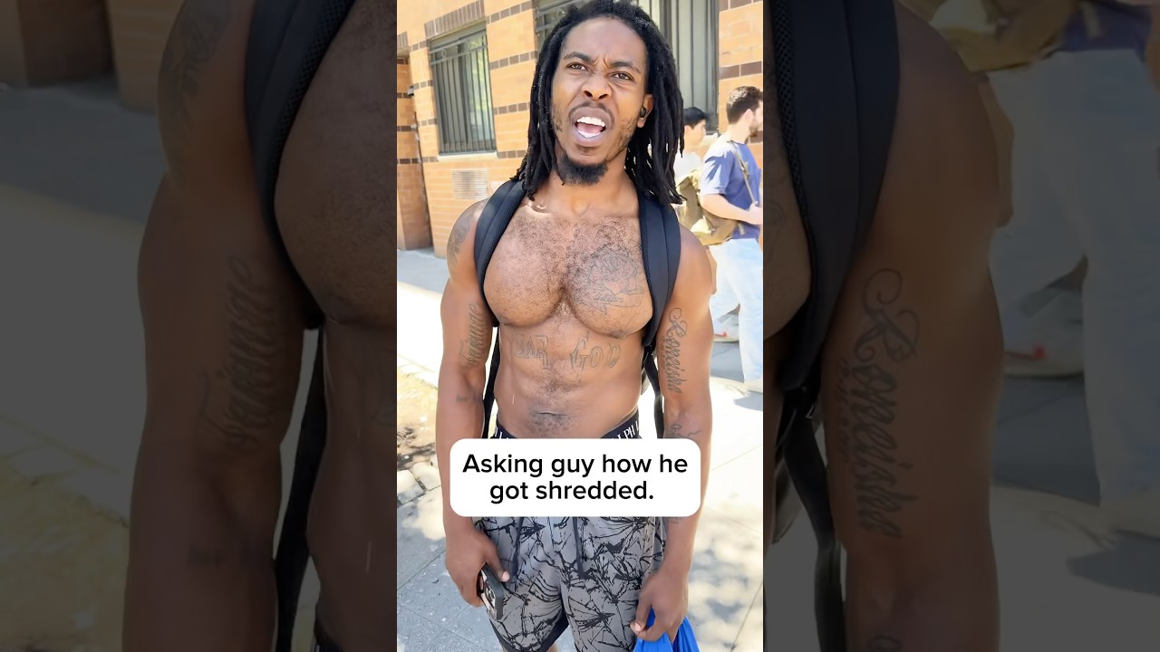 Asking guy how he got shredded. 